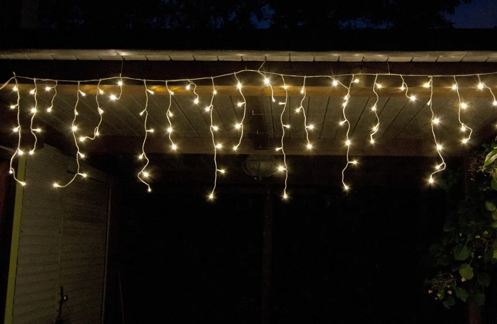 LED Eisregen Lichterkette, 480 warmweiße LEDs