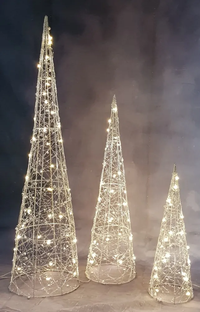 LED Drahtkegel-Set, 90 warmweiße LEDs