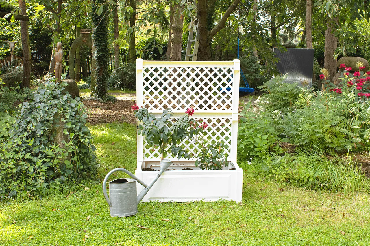 KHW Pflanzkasten groß mit Spalier (2-teilig) 100 cm, weiß