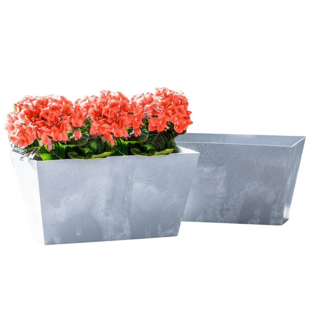 Pflanztopf "Betonoptik", ca. 12 Liter - Hellgrau, 2er Set