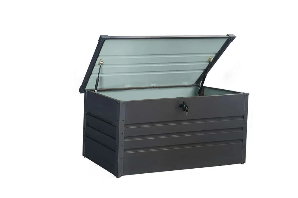 Metall-Aufbewahrungsbox, Kissenbox, Gartentruhe, ca. 132 x 61 x 62 cm – Anthrazit