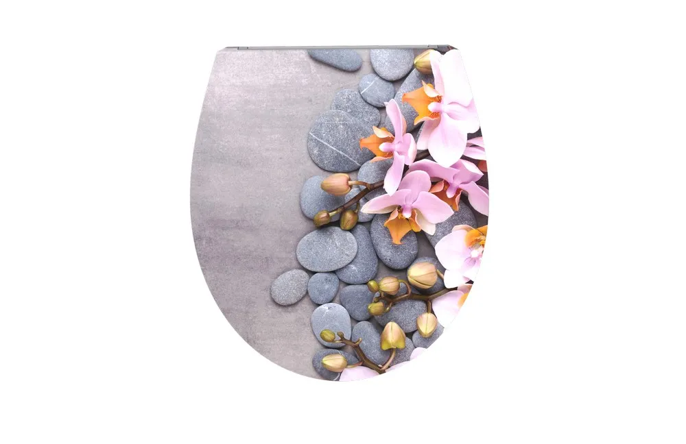 Duschwell Duroplast WC-Sitz Carving Printing - Stein Orchidee