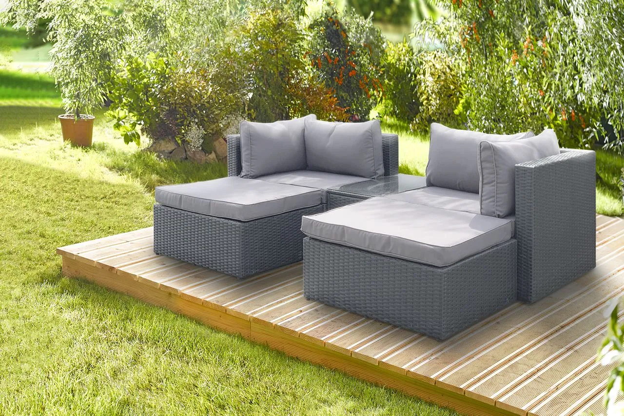 5-tlg. Multifunktionslounge mit Auflagen - Grau