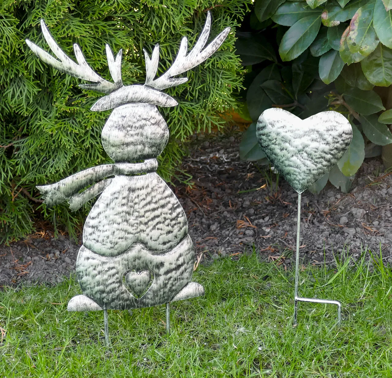 Metallstecker, 2er-Set - Elch und Herz