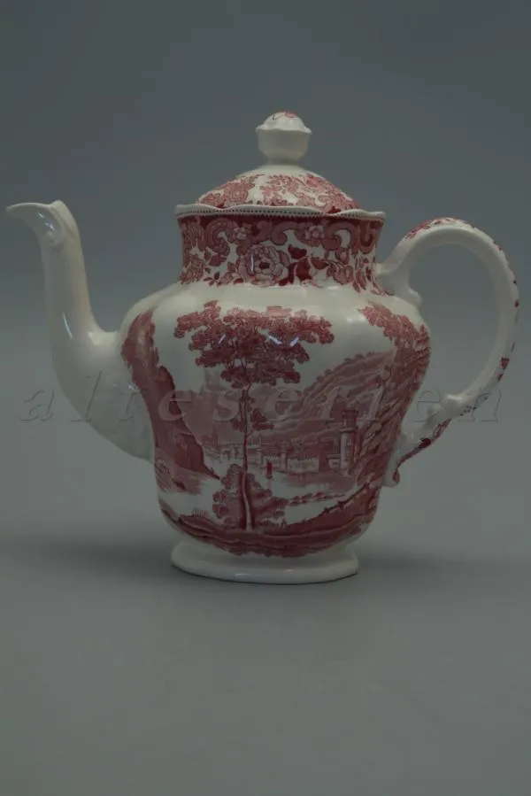 Kaffeekanne - Spode Copeland Pink Red Rhine