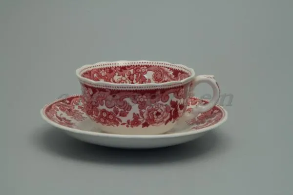 Teetasse mit Untere - Spode Copeland Pink Red Rhine