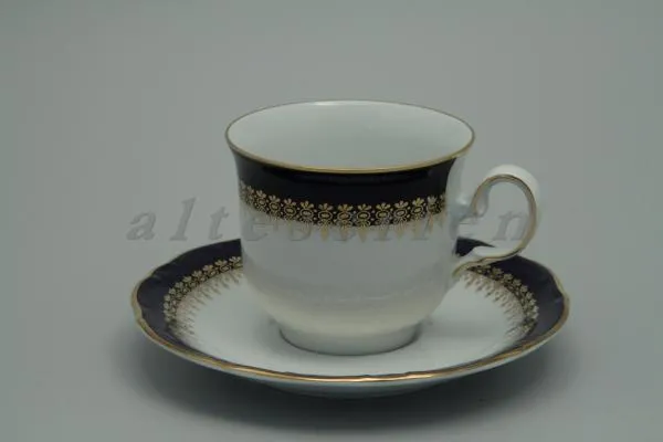 Kaffeetasse mit Untere - Winterling Kirchenlamitz Scharffeuer Echt Kobalt - Goldspitze