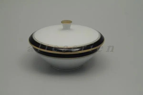 große Zuckerdose - Krautheim Echt Kobalt - Goldrand