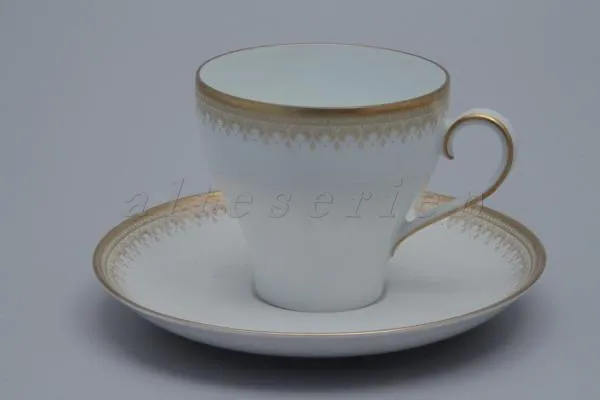 Kaffeetasse mit Untertasse - Hutschenreuther Poesie Goldbordüre 044