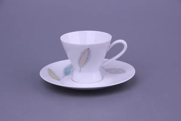 Mokkatasse mit Untere - Rosenthal Form 2000 Bunte Blätter