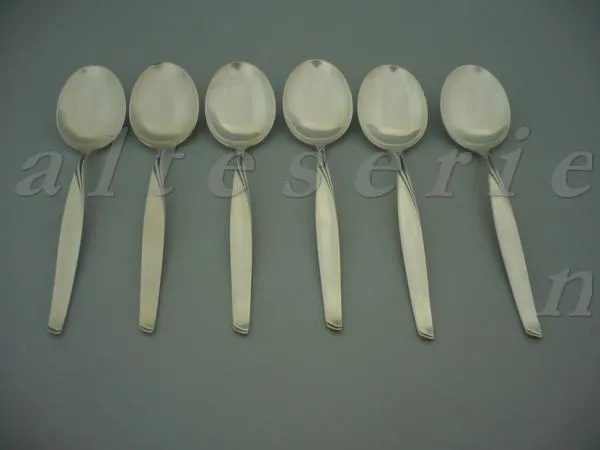 6 Menuelöffel - BSF 90iger Silber Jasmin