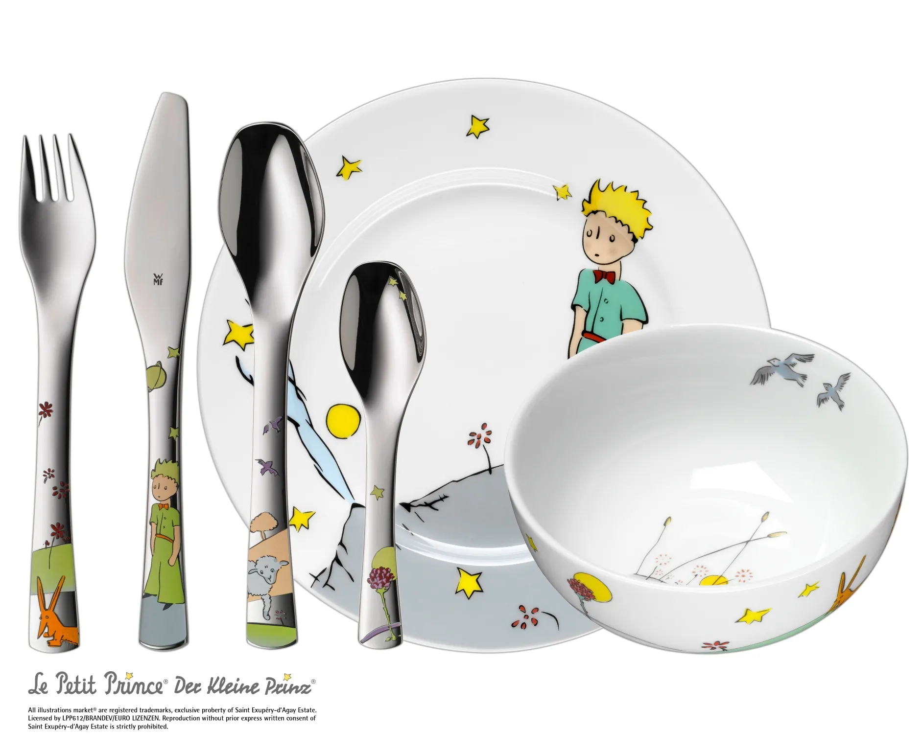 Kinderbesteck-Set 6-teilig Der kleine Prinz Edelstahl 18/10 poliert