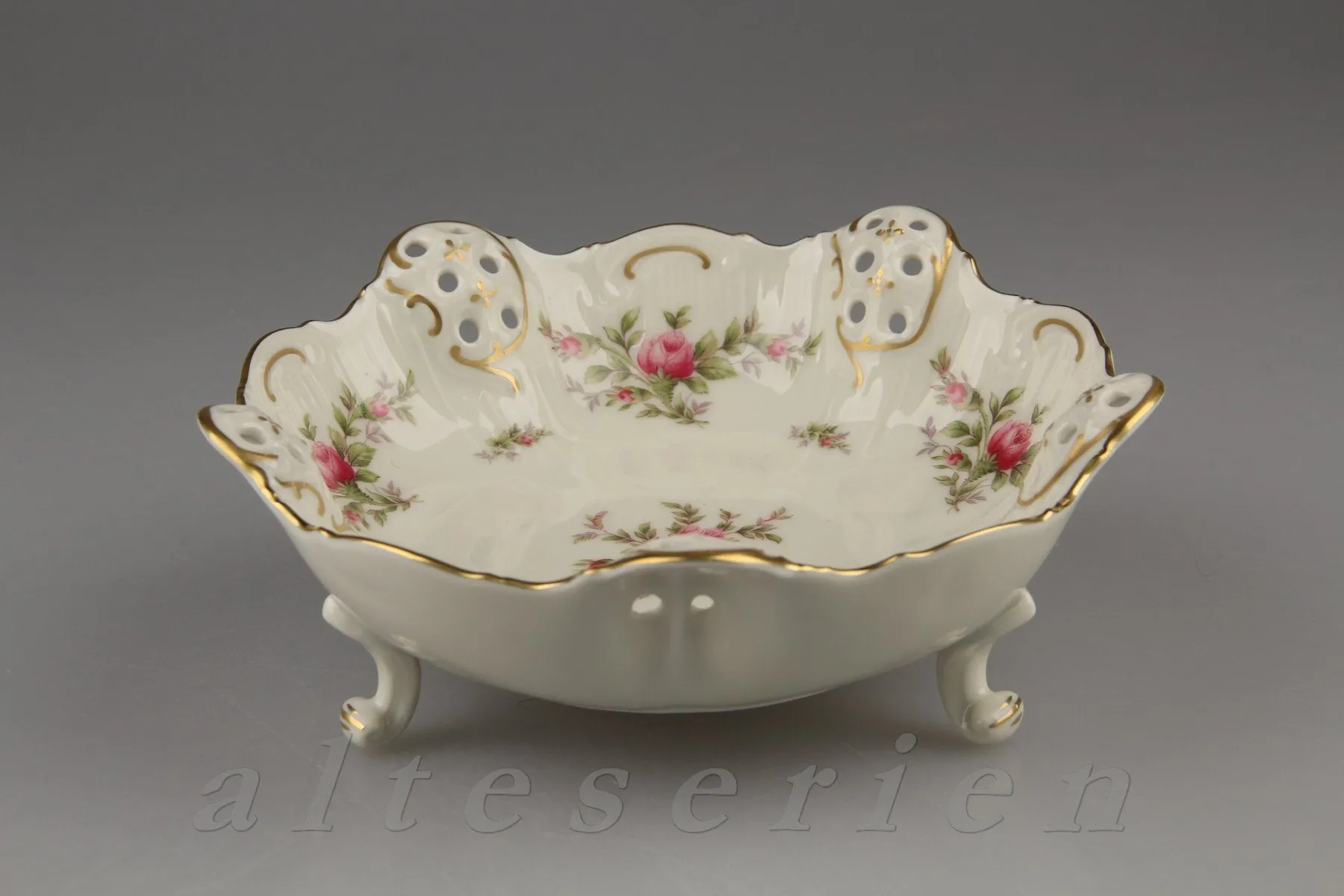 Durchbruchschale auf Fuß groß - Rosenthal Molière Moosrose 2984