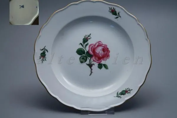 Kuchenteller - Meissen Neuer Ausschnitt II.Wahl Rote Rose
