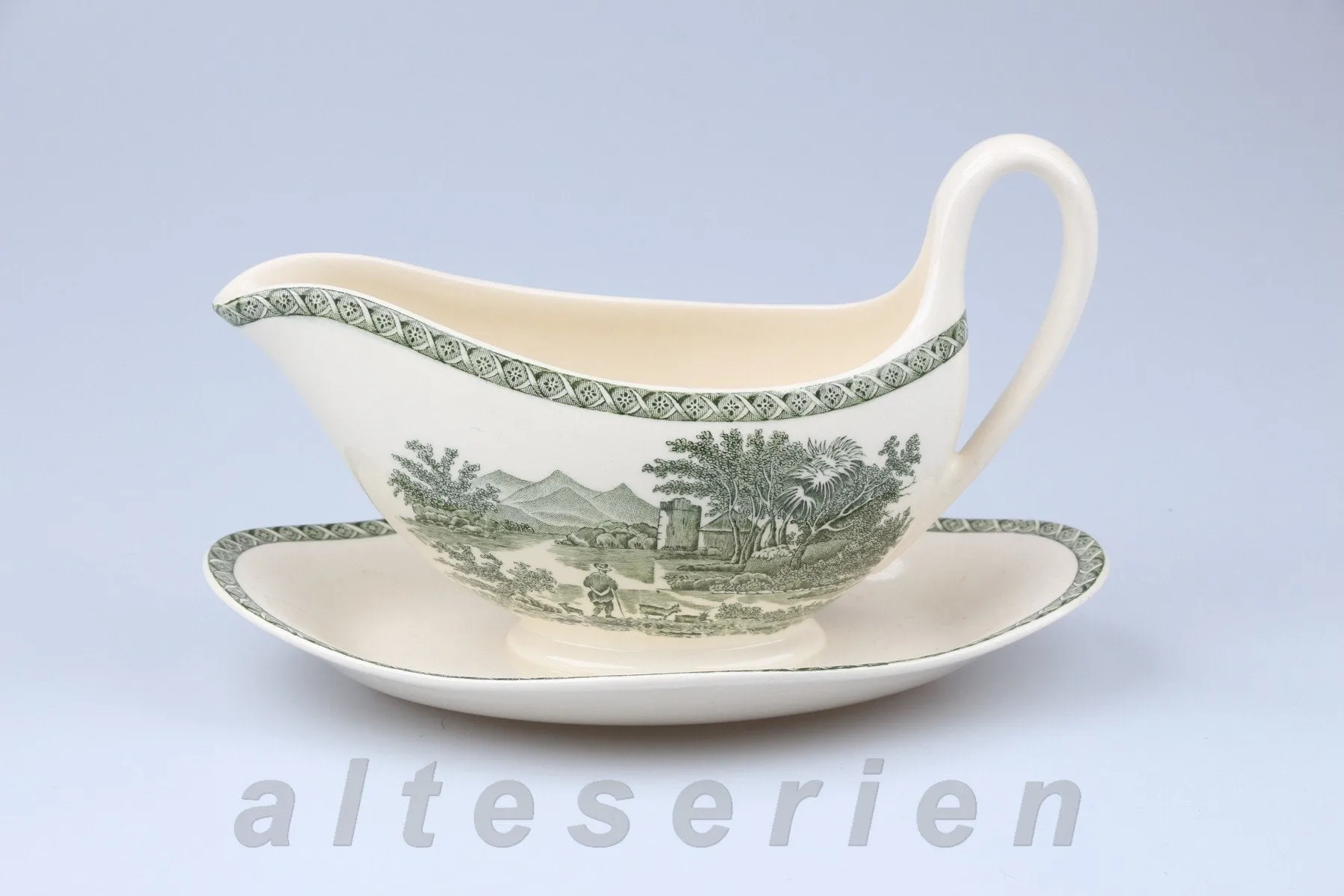 Sauciere mit Teller einteilig - Wedgwood Lugano grün
