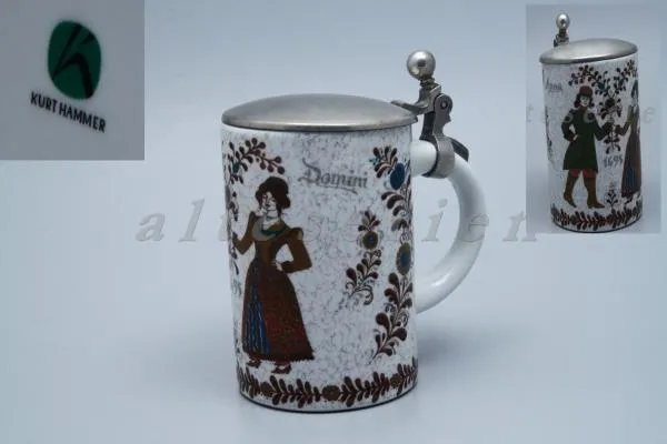 Bierseidel mit Zinndeckel - Sammeltassen Kurt Hammer