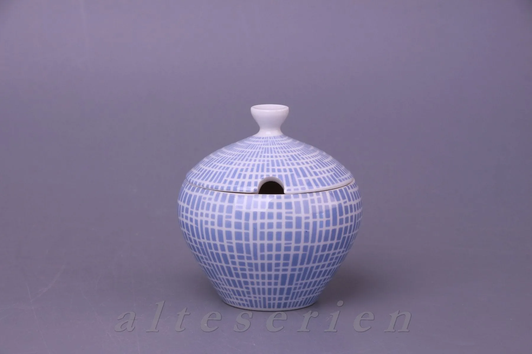 Konfitürendose groß - Arzberg Form 2000 Bastdekor blau