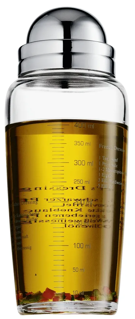 Salat-Dressing-Shaker Mit 5 aufgedruckten Rezepten und Skalierung