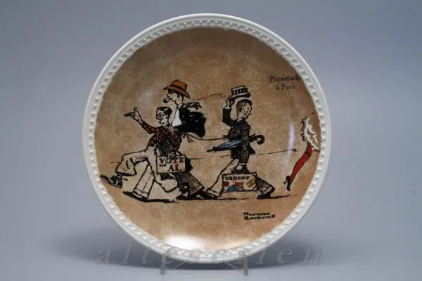 Promenade in Paris D 19,6 cm - Bradex - amerikanische Rockwell auf Reisen