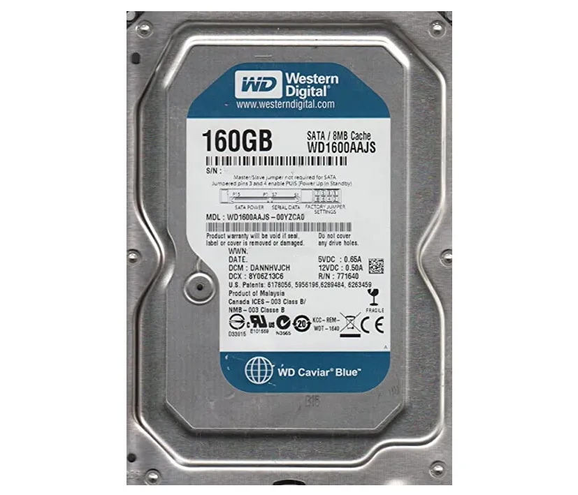 160GB Festplatte WD1600AAJS SATA 7200Umin 8MB Cache 3,5zoll gebraucht geprüft
