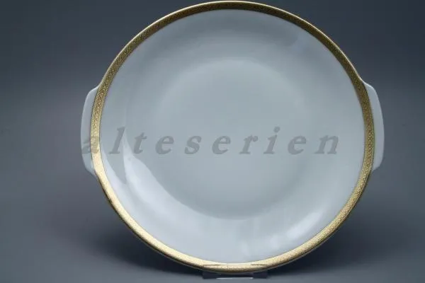 Kuchenplatte mit Griffen - Seltmann Vohenstrauß Unbekannte Formen Goldreliefrand 6076