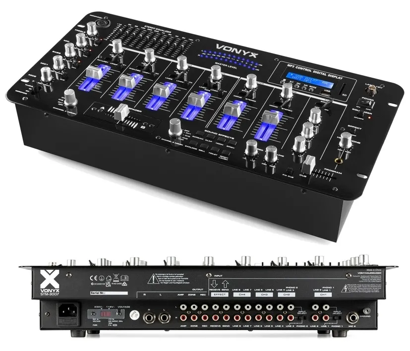 Mischpult Mixer 6-Kanal mit Bluetooth USB Player Equalizer LED-VU Effektgerät 19zoll STM