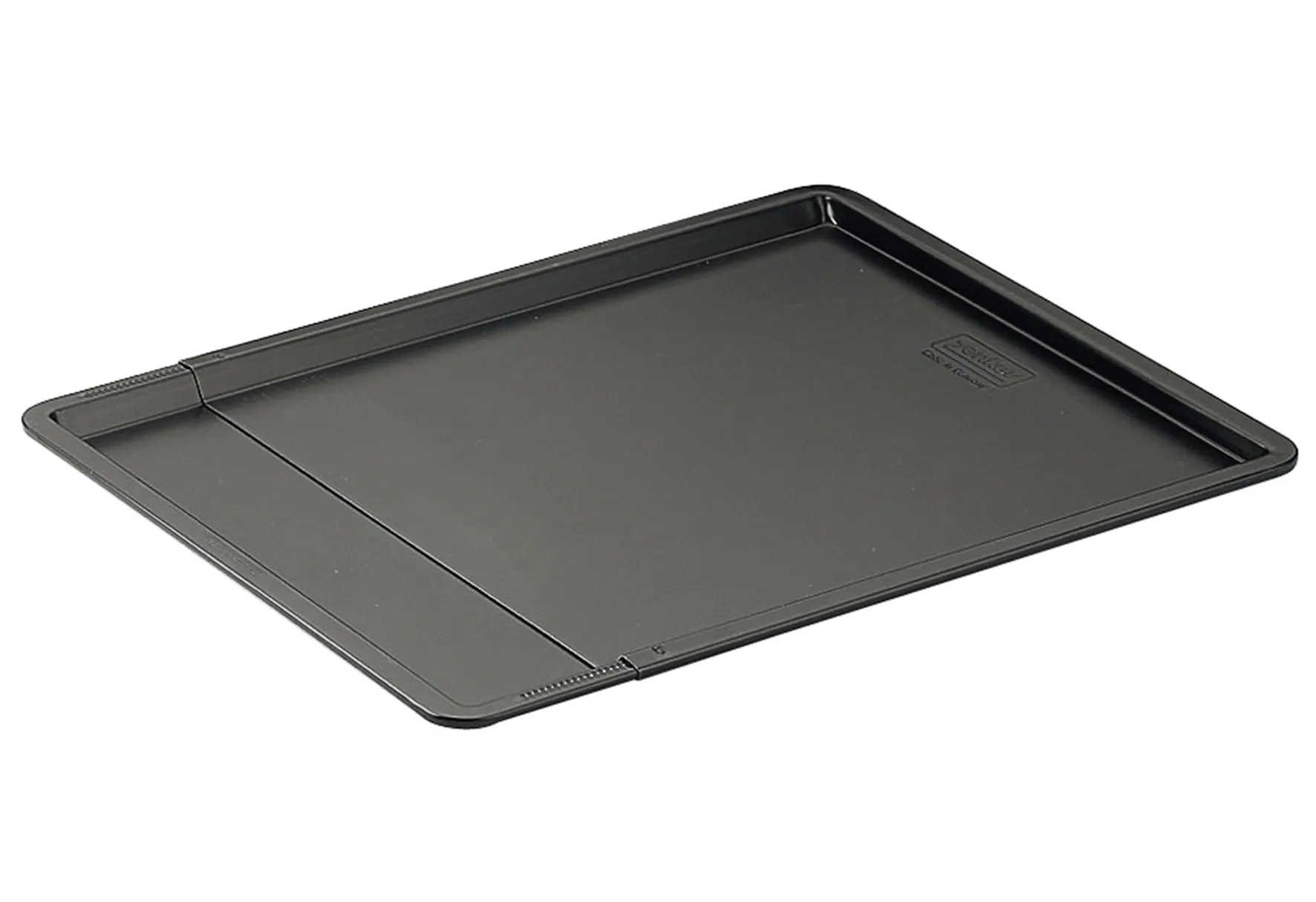 Backblech Schwarzblech verstellbar bis B 52 cm, antihaftversiegelt, passend für alle Herdgrößen