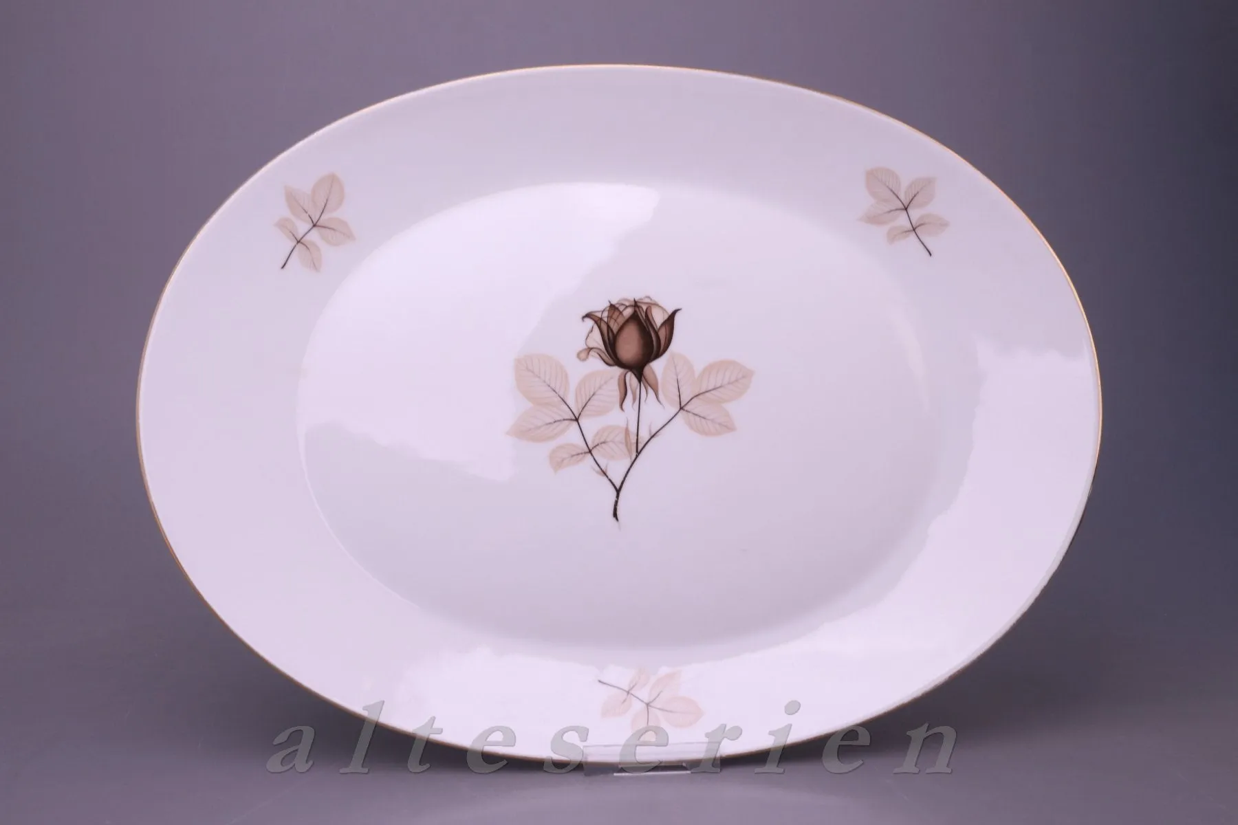 Fleischplatte groß - Rosenthal Form 2000 Schattenrose mit Goldrand