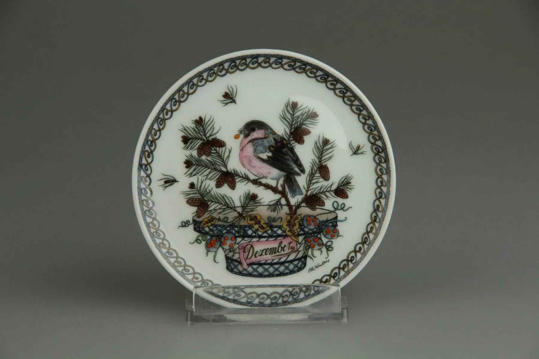 Dezember Dompfaff - Hutschenreuther Ole Winther Glasuntersetzer des Monats