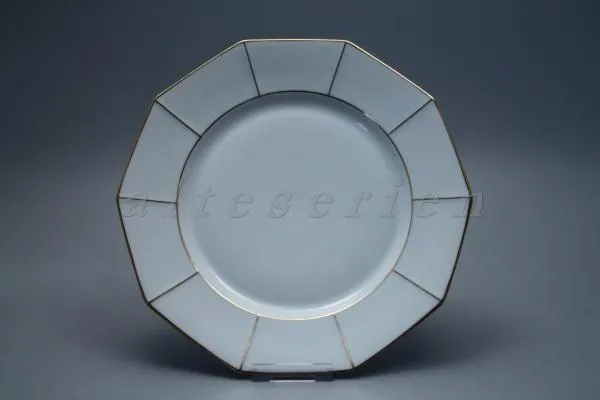Speiseteller - Tirschenreuth unbek. Formen Achteck mit Goldlinie