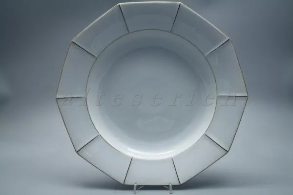 große Servierschale - Tirschenreuth unbek. Formen Achteck mit Goldlinie