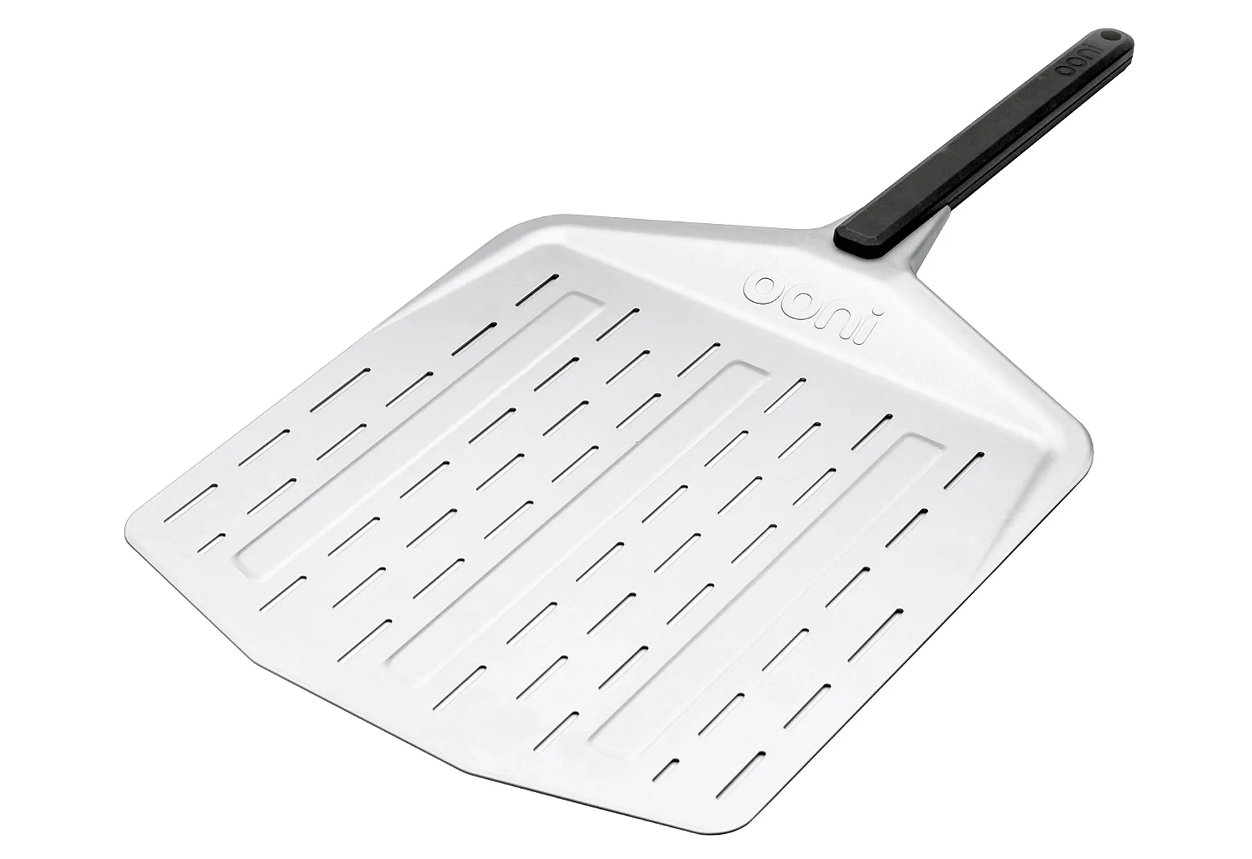 Pizzaschieber perforiert silberfarben / schwarz (LxBxH): 65,9x30,5x30 cm