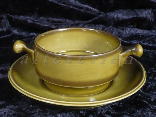 Suppentasse mit Untere - Goebel Oeslauer Manufaktur Country Oliva grün