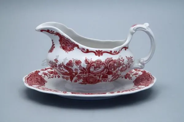 Sauciere mit Teller einteilig - Ridgway Windsor rot