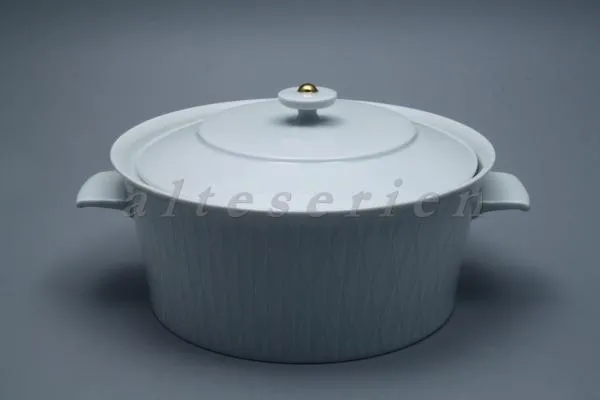 Ragout / Terrine H 11 cm - Fürstenberg Victoria La Couronne 668 weiße Dreiecke 02660