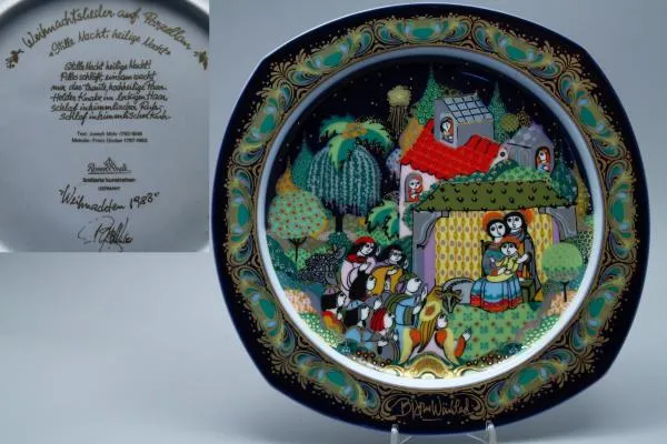 1983 Stille Nacht D 28 cm - Rosenthal Björn Wiinblad Weihnachtslieder auf Porzellan OVP