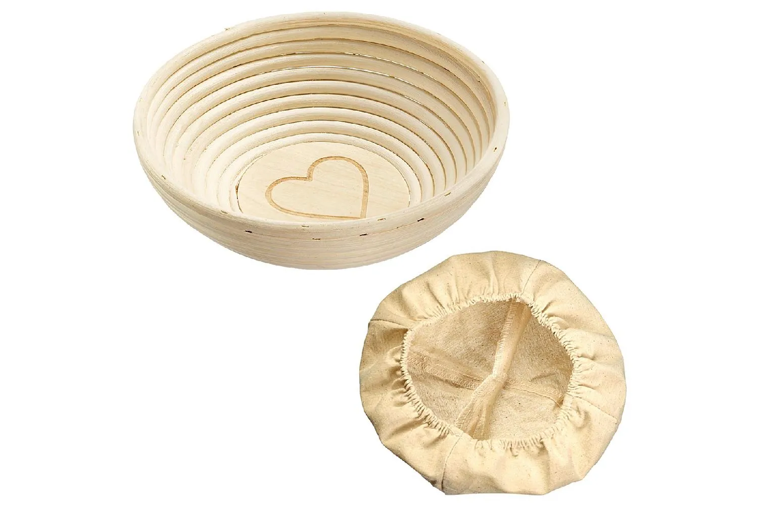 WESTMARK Gärkörbchen Set mit Herz und Bezug  natürliches Peddingrohr, Bezug aus Leinen