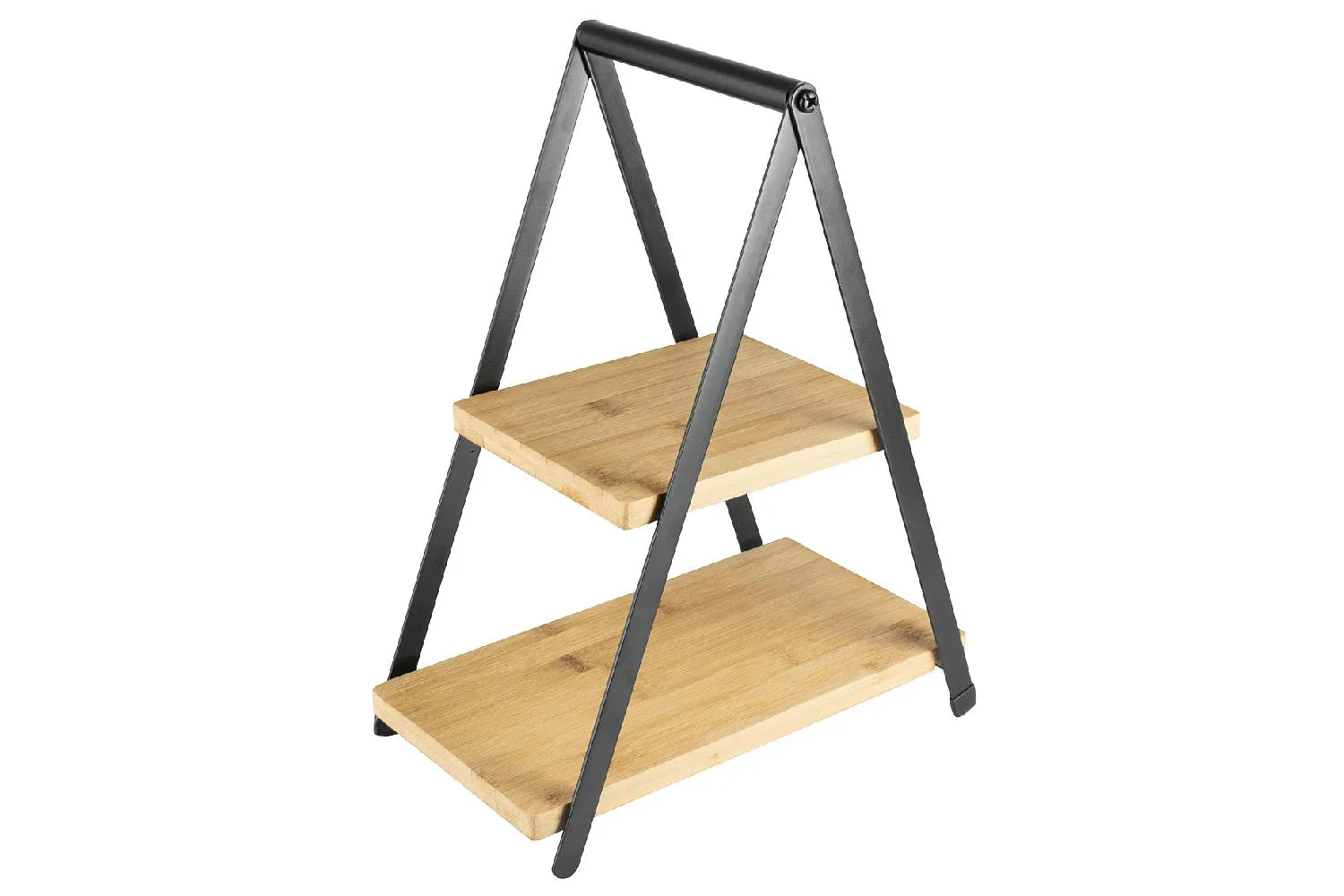 Etagere Bambus/Metall H35cm Böden aus Bambus, Gestell aus Metall, zweistufige