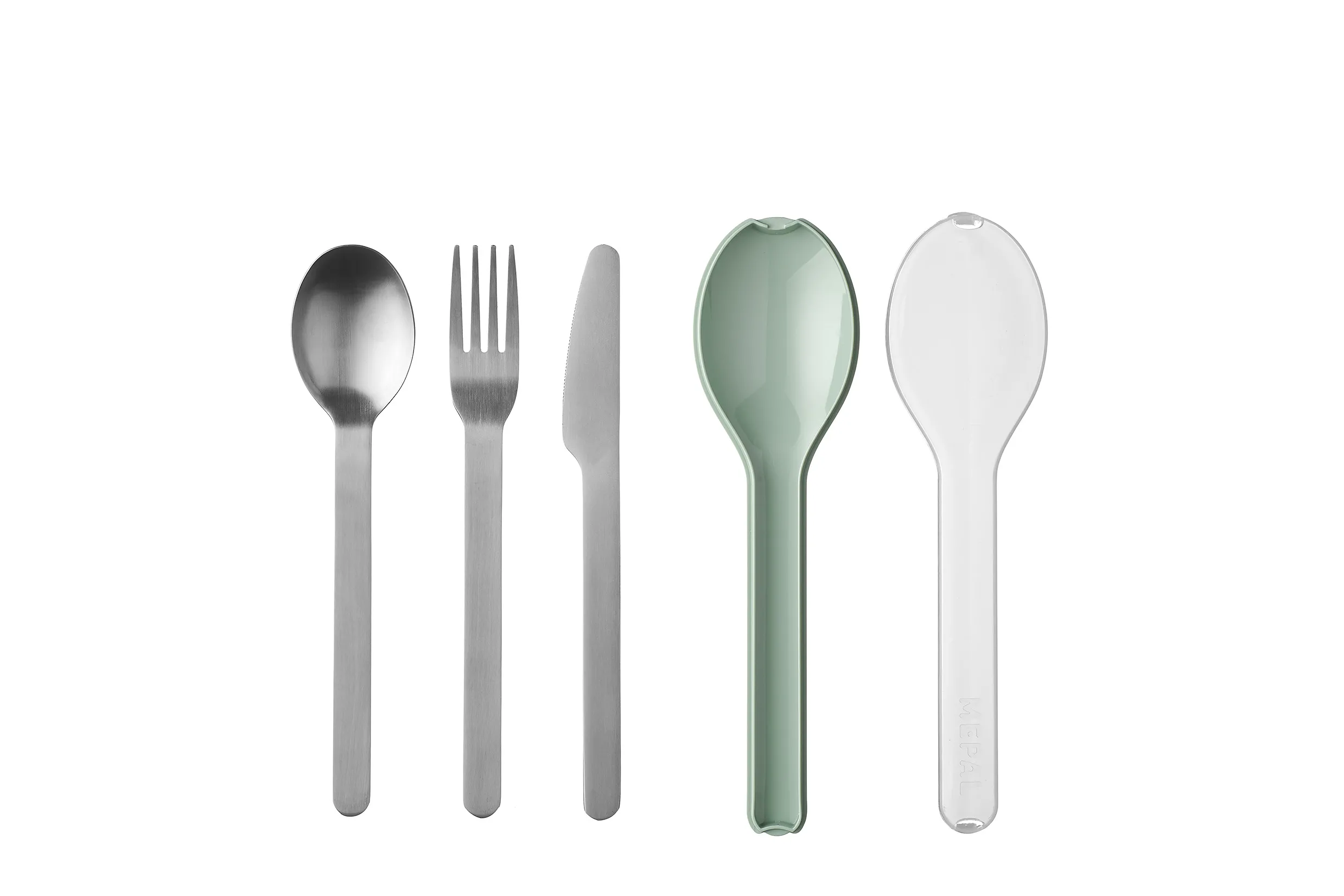 Besteckset ellipse 3-teilig - nordic sage Kompaktes 3-teiliges Set, Camping