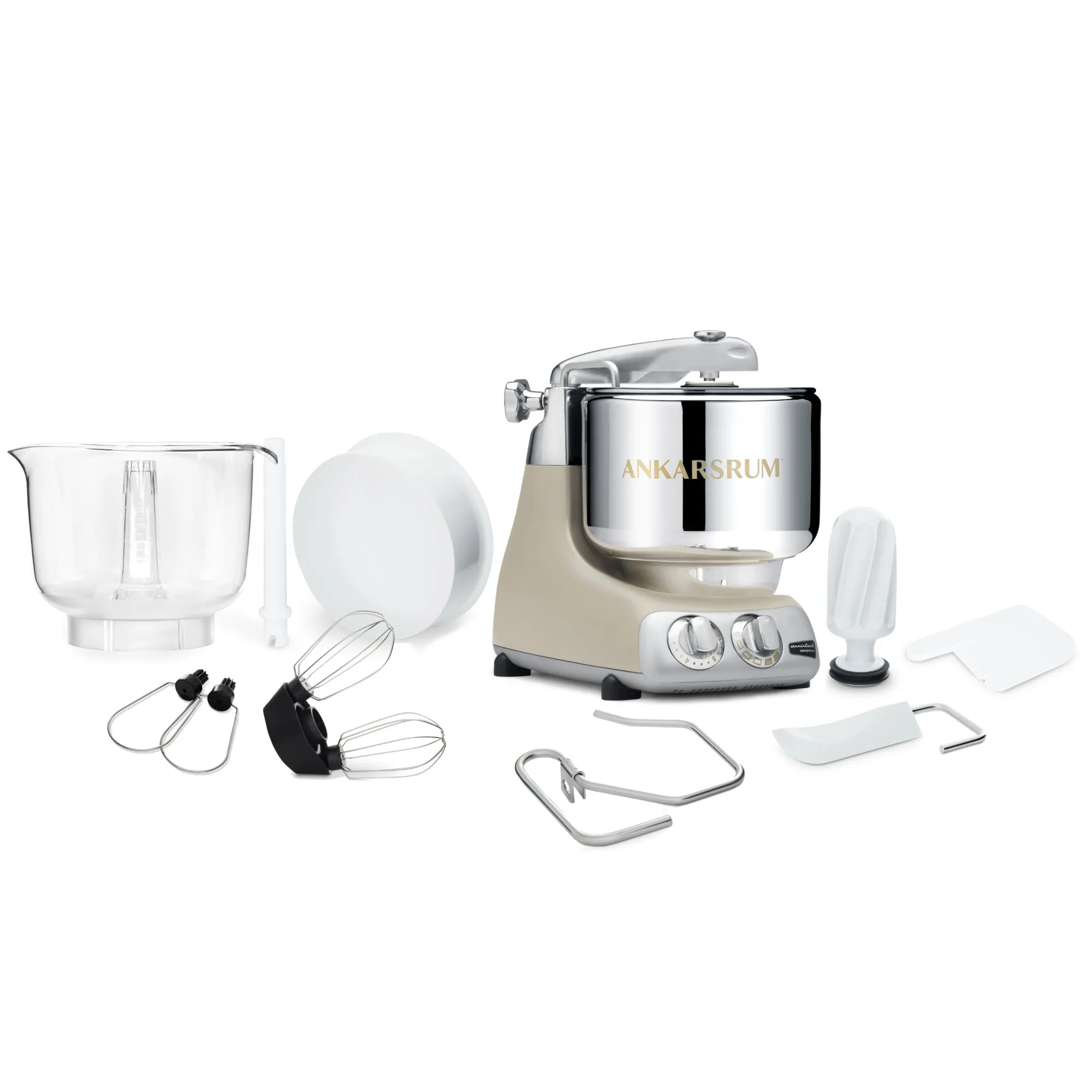 Ankarsrum 6230 Assistent Original Küchenmaschine Harmony Beige Basispaket,7+3,5L Schüssel,