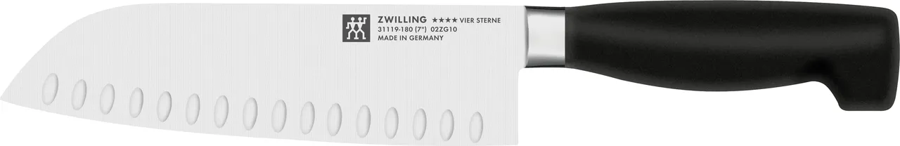ZWILLING VIER STERNE Santoku mit Kullen 18 cm, Kul lenschliff