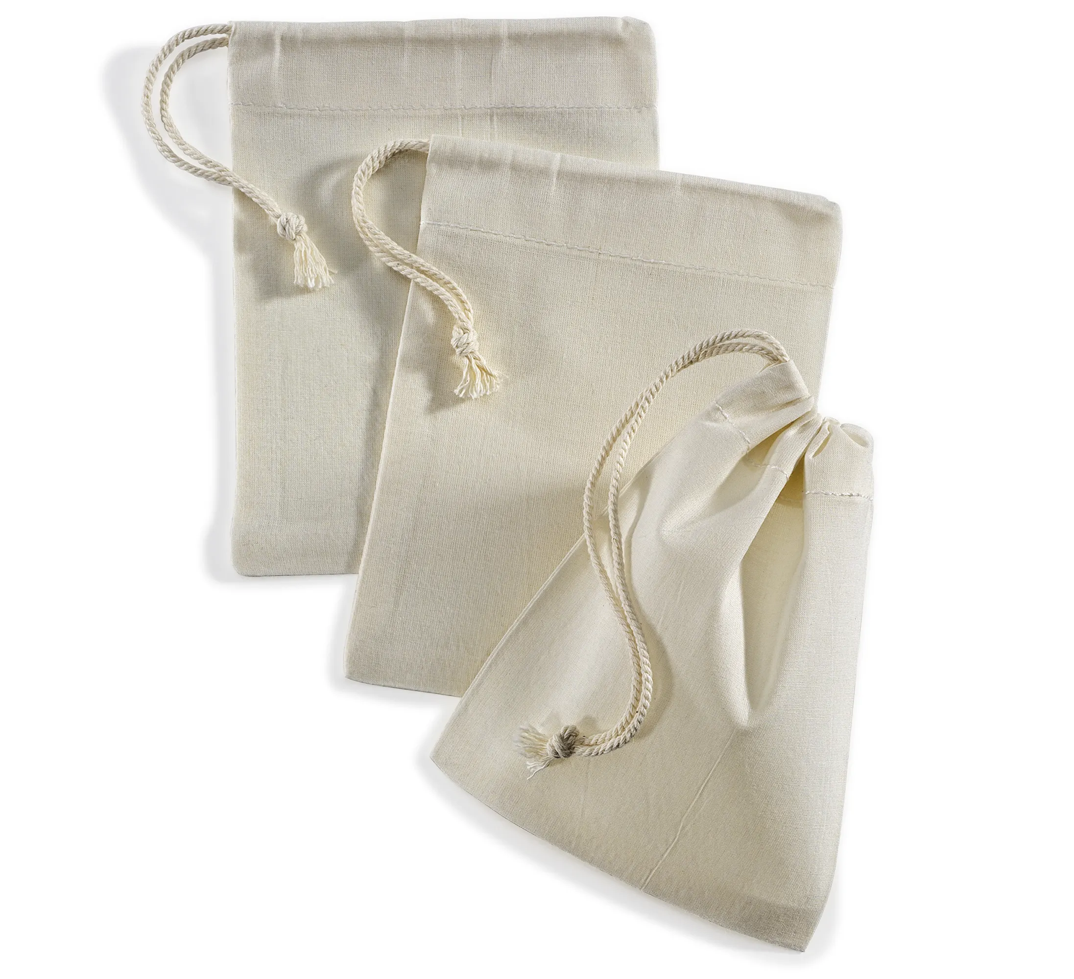 Gewürz-/Teebeutel, 3er-Set Waschbar 100% Baumwolle, naturbelassen