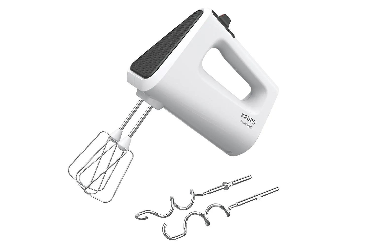KRUPS Handmixer 3 Mix 4000 450 Watt weiß  450W Motor, 5 Geschwindigkeiten, Metall-Knethaken