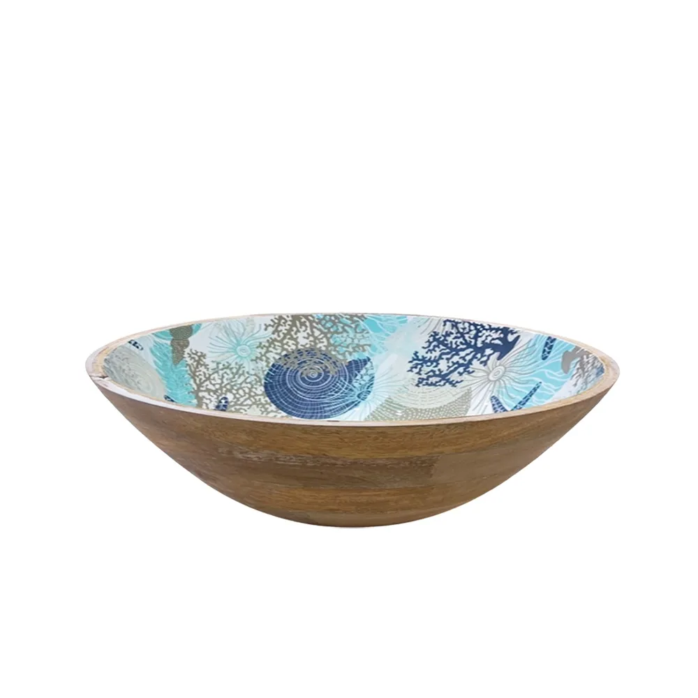 Salatschüssel aus Mangoholz mit Sea  Ø 24cm Für kalte Lebensmittel zugelassen