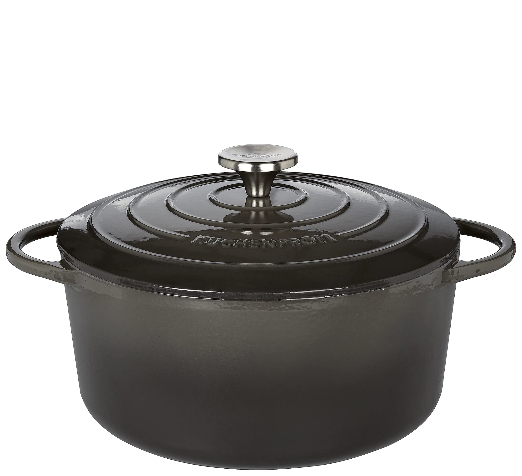 Bratentopf rund, 26 cm pearl grey, Küchenrofi Gusseisen