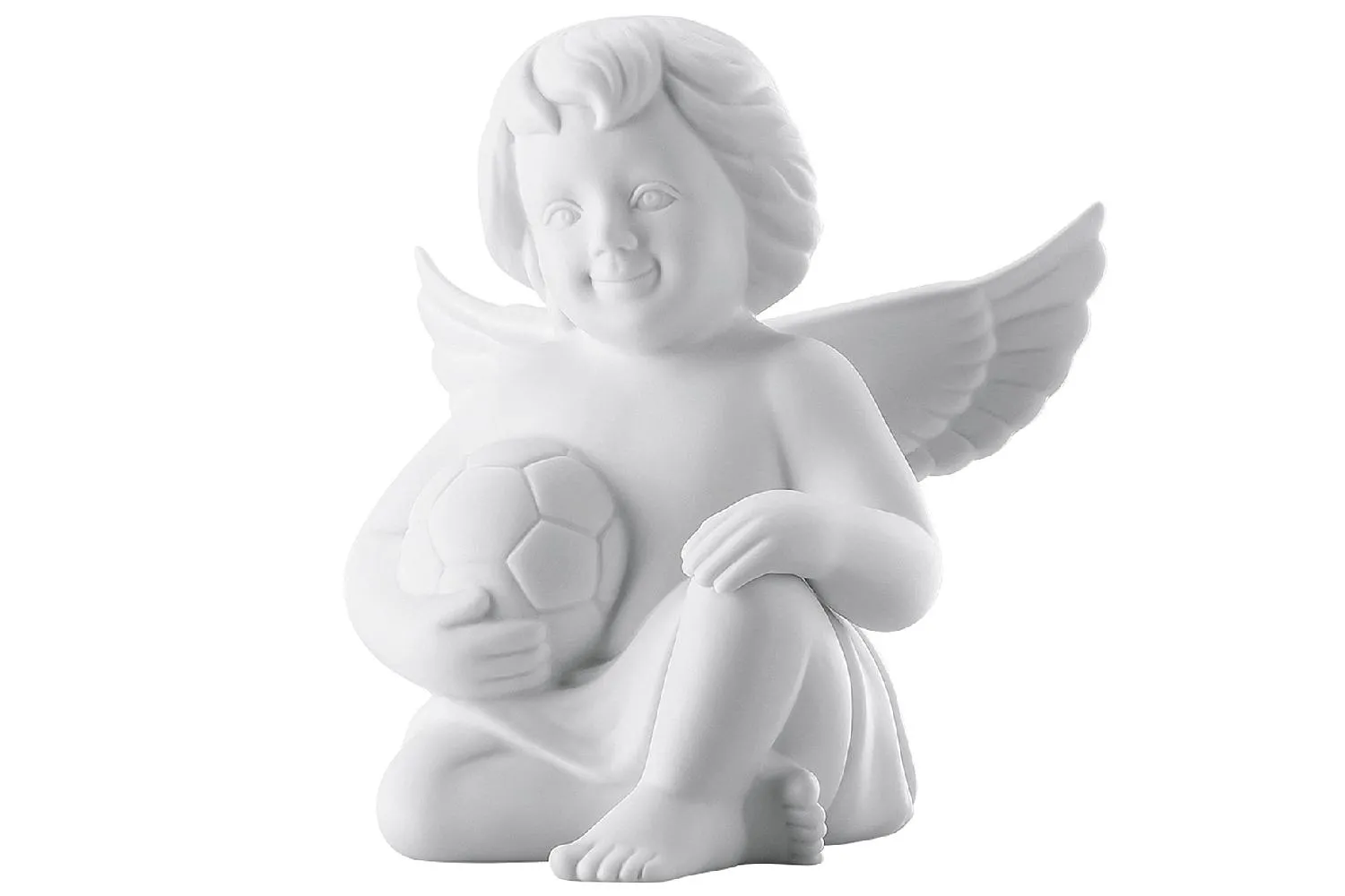 ROSENTHAL Engel mit Fussball weiß matt 14cm  Porzellan weiß matt H 14 cm