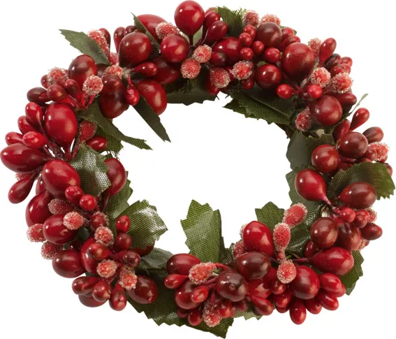 Winter Collage Accessoires Kerzenring rote Beeren, rot, 10 cm