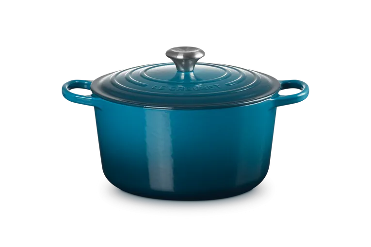 Bräter rund hoch 26cm Deep Teal Gusseisen, für alle Herdarten, 6,3l