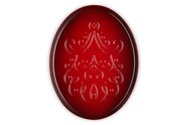 Ovale Servierplatte Santa aus Steinzeug kirschrot, 35 cm