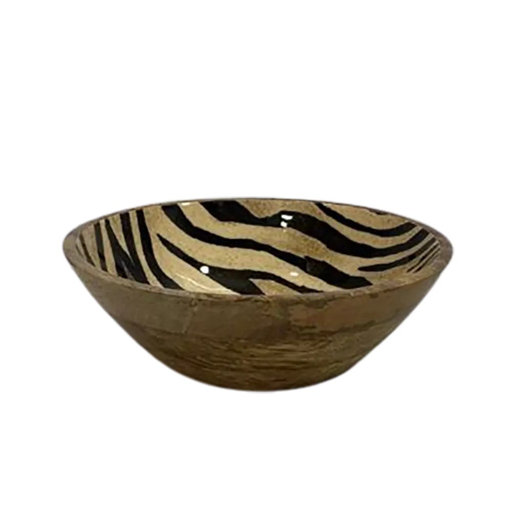 Schale 24cm Mangoholz innen getigert Salatschüssel aus Mangoholz mit Tiger